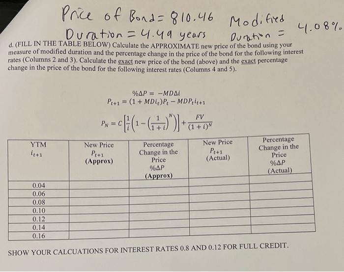 The Coupon Payment is $50 on a 5-year bond (5 years until