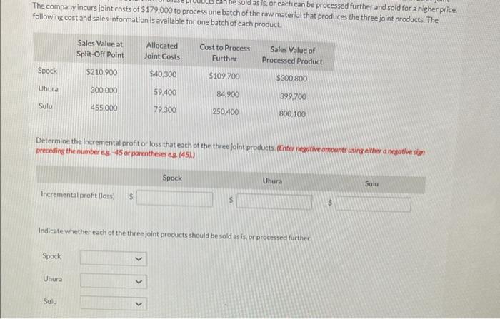 can be sold as is, or each can be processed further and