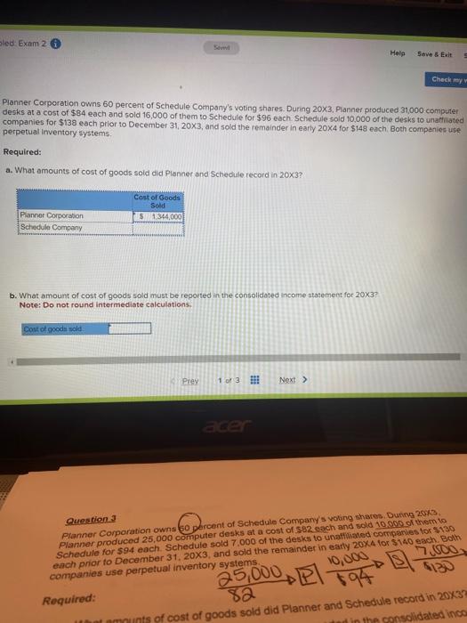 oled: Exam 2 Seve Help Save & Exit S Check my w