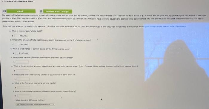 3. Problem 3.01 (Balance Sheet) Book Problem Walk-Through The assets of Dallas