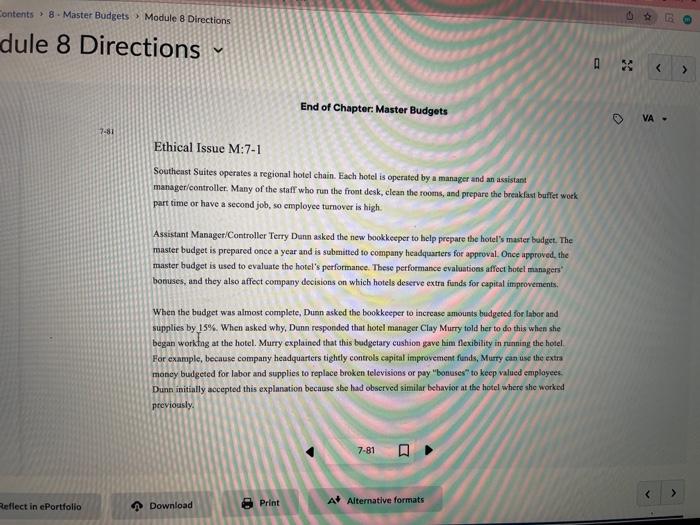 Contents 8 Master Budgets Module 8 Directions dule 8 Directions V 94