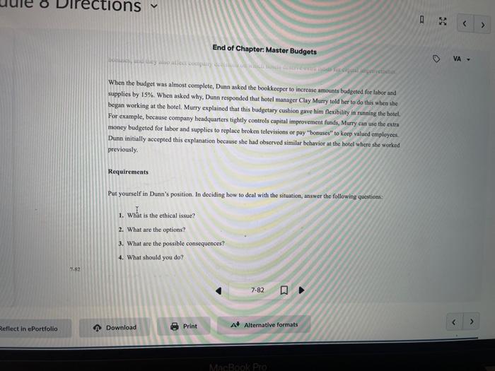 7-81 Ethical Issue M:7-1 End of Chapter: Master Budgets Southeast Suites operates