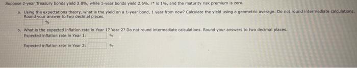 Suppose 2-year Treasury bonds yield 3.8%, while 1-year bonds yield 2.6%. r*