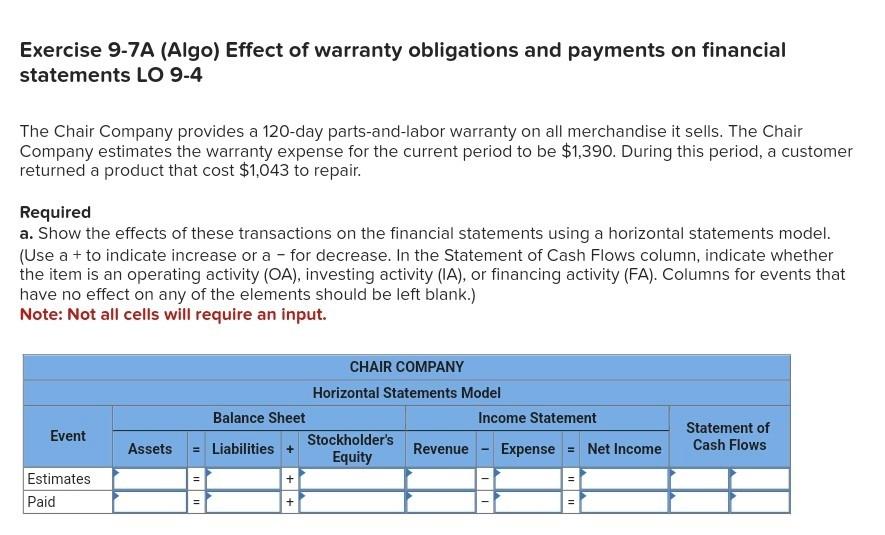 [Solved] Exercise 97A (Algo) Effect of warranty o SolutionInn