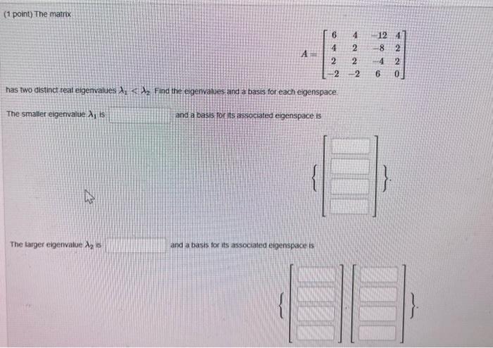 (1 point) The matrix 6 4 12 4 4 2 8 2