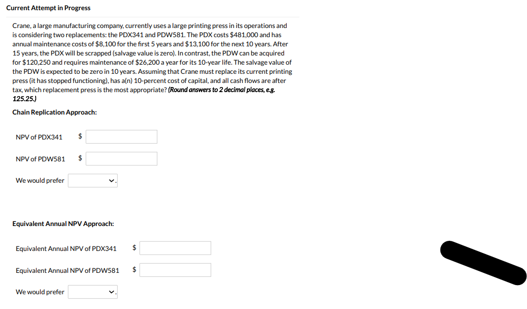 Current Attempt in Progress Crane, a large manufacturing company, currently uses a