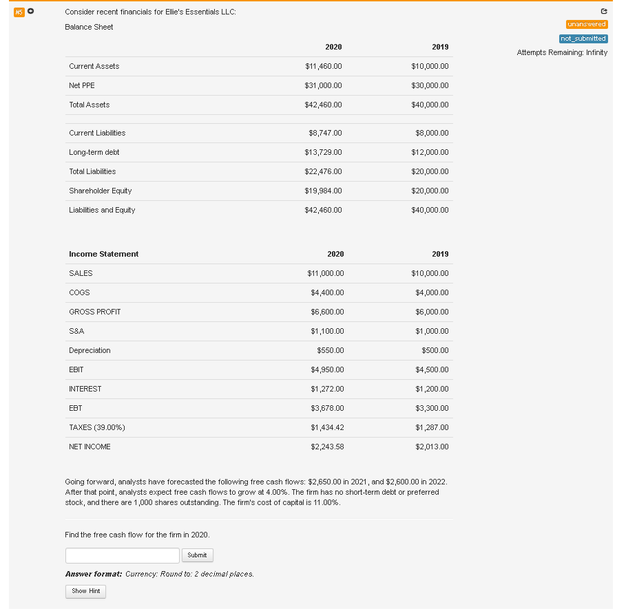 #5 Consider recent financials for Ellie's Essentials LLC: Balance Sheet Current Assets