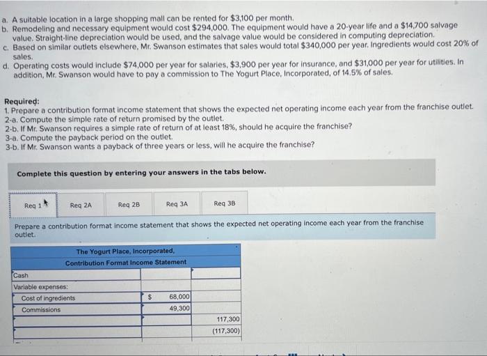 a. A suitable location in a large shopping mall can be rented