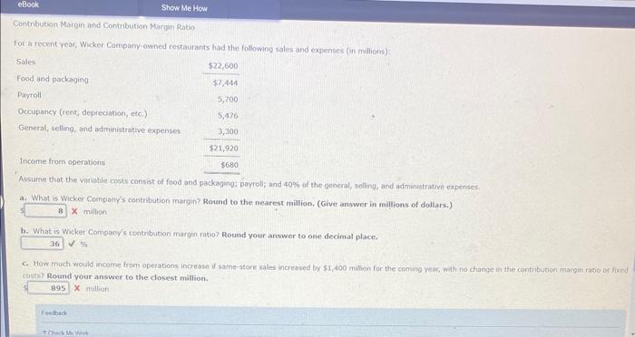 eBook Show Me How Contribution Margin and Contribution Margin Ratio For a