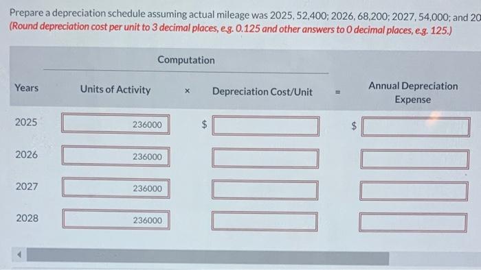 depreciating its buses. One bus was purchased on January 1, 2025, at