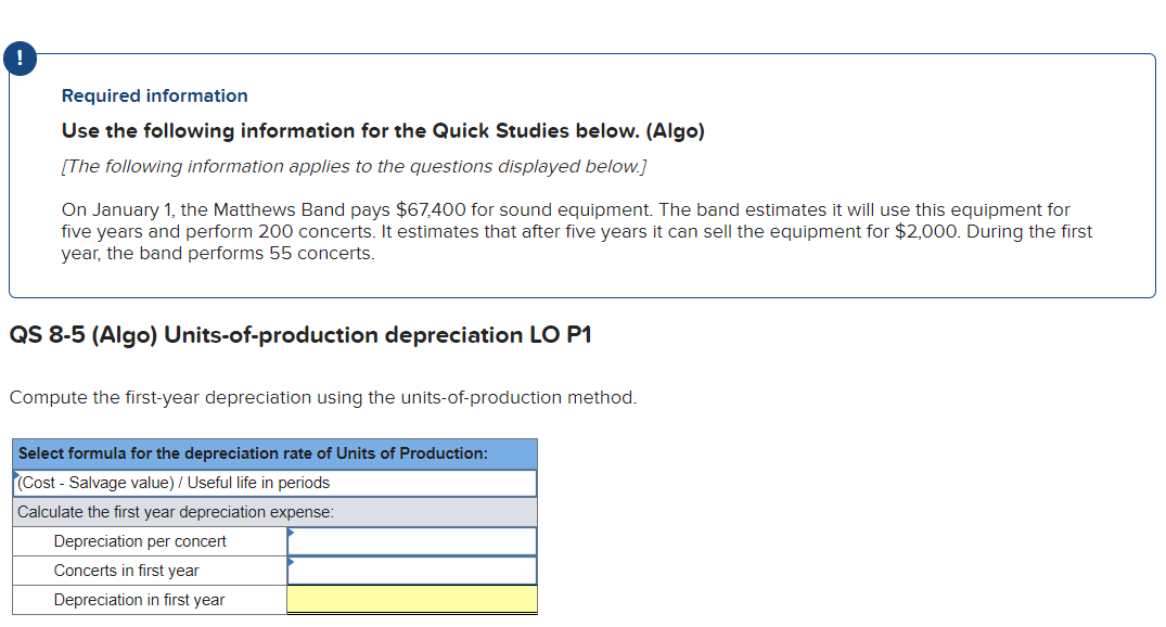 ! Required information Use the following information for the Quick Studies below.