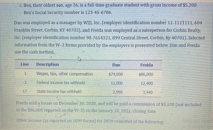C. Butler file a joint return. The Butlers live at 625 Oak