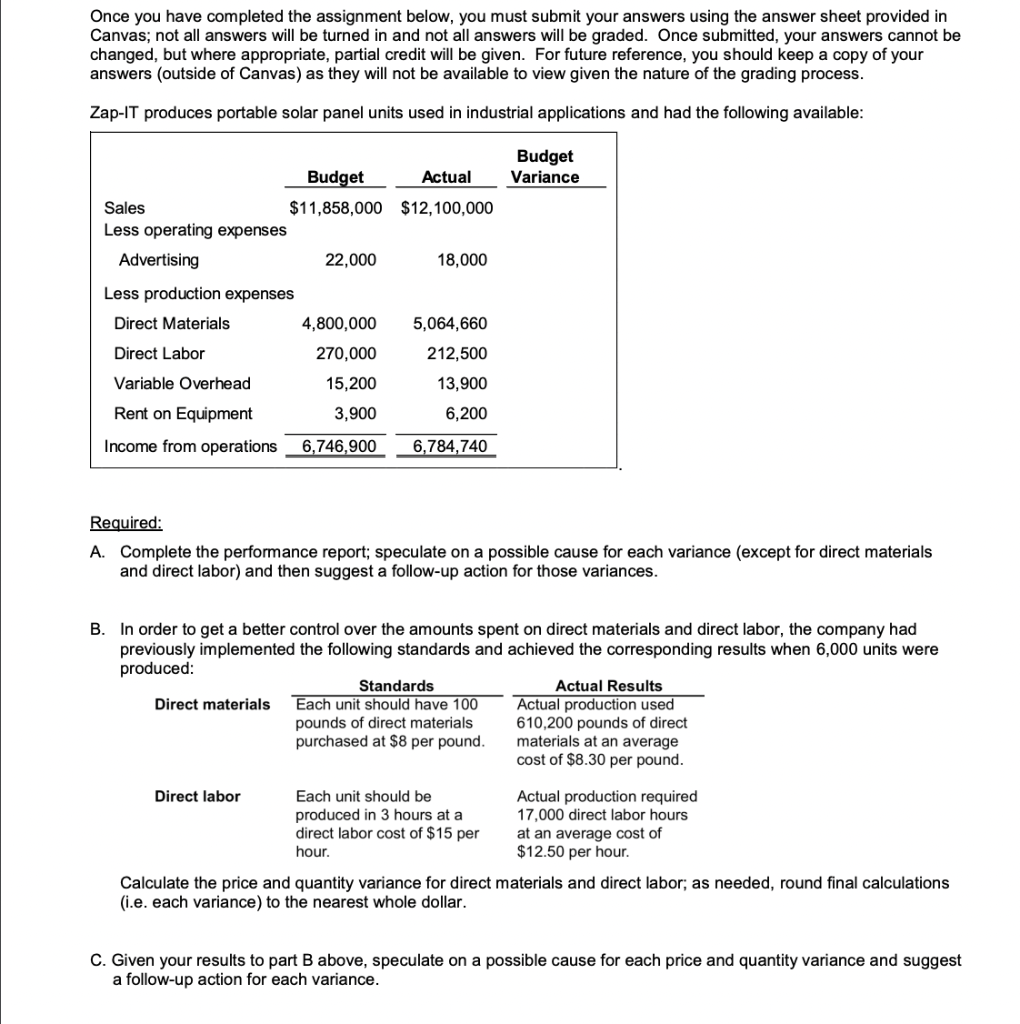 Once you have completed the assignment below, you must submit your answers