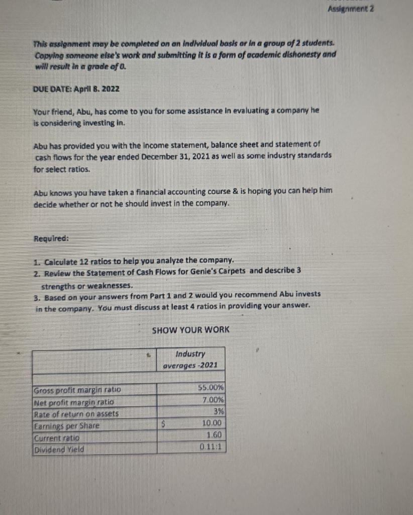 Assignment 2 This assignment may be completed on an individual basis or