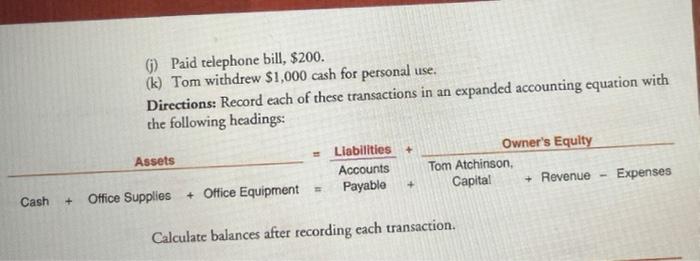 Tom Atchinson opened a software design service on January 8, 20XX. During