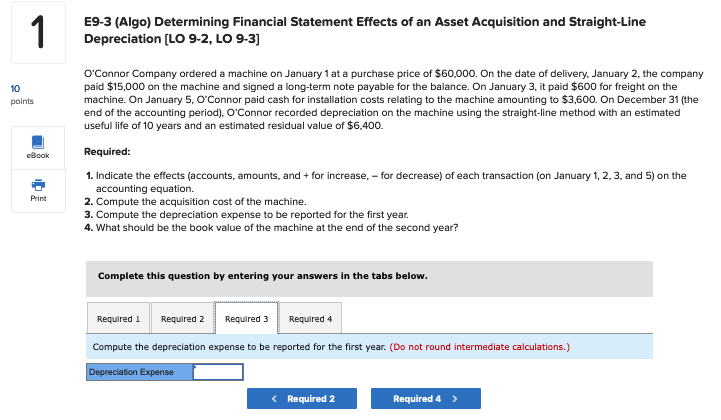 ordered a machine on January 1 at a purchase price of $60,000.