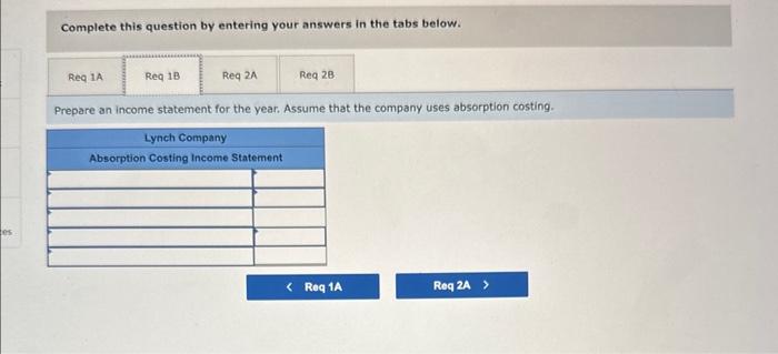 following costs were incurred during the company's first year of operations: Variable