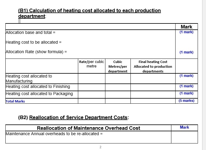 total Product Cost determination in business (3 marks) Direct costs are expenses