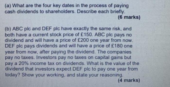 (a) What are the four key dates in the process of paying