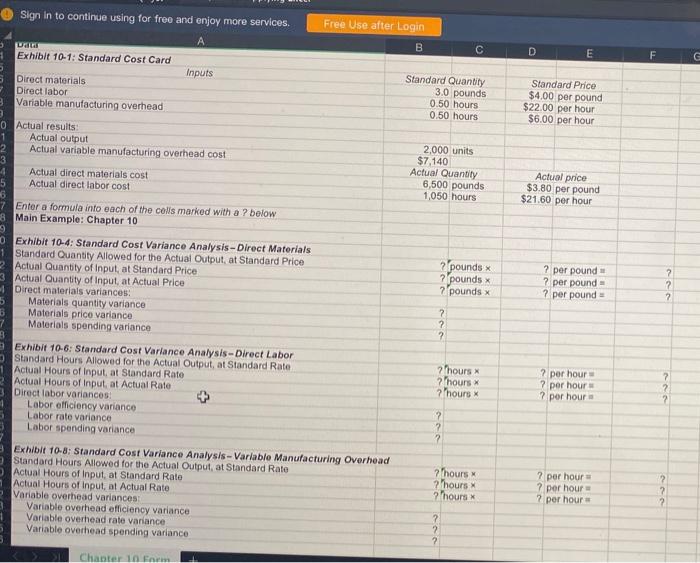 information The Chapter 10 Form worksheet is to be used to create