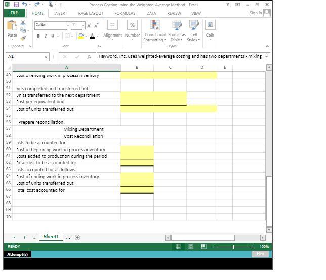 units using the weighted average method. 4. Prepare a cost reconciliation report.