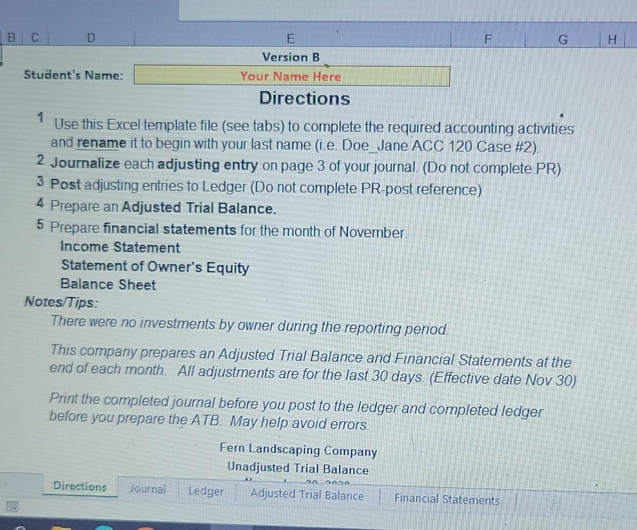 B C D Student's Name: 1 E Version B Your Name Here