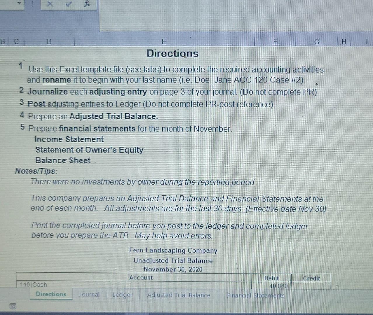 Directions F G H Use this Excel template file (see tabs) to