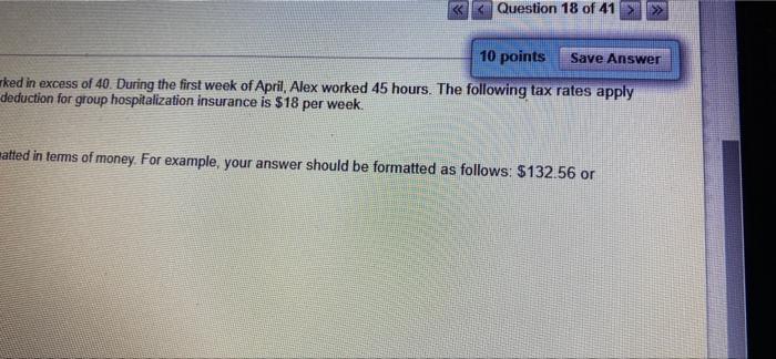tene and a hall the hourly s to Alex's earnings Federal Income