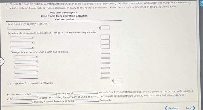 the income statement and balance sheet of National Beverage Corp. for a