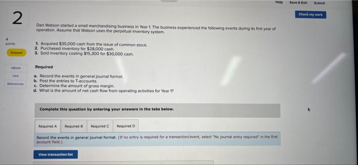 2 4 points Skipped Gook Hint References Dan Watson started a small