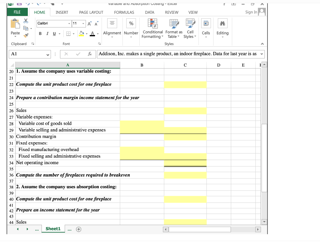 from last year of operations. The Controller has asked you to compare