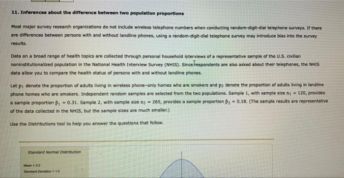 11. Inferences about the difference between two population proportions Most major survey