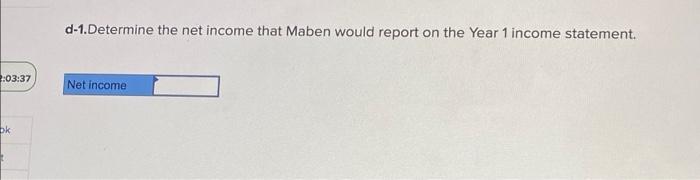 following information applies to the questions displayed below.] Maben Company was started
