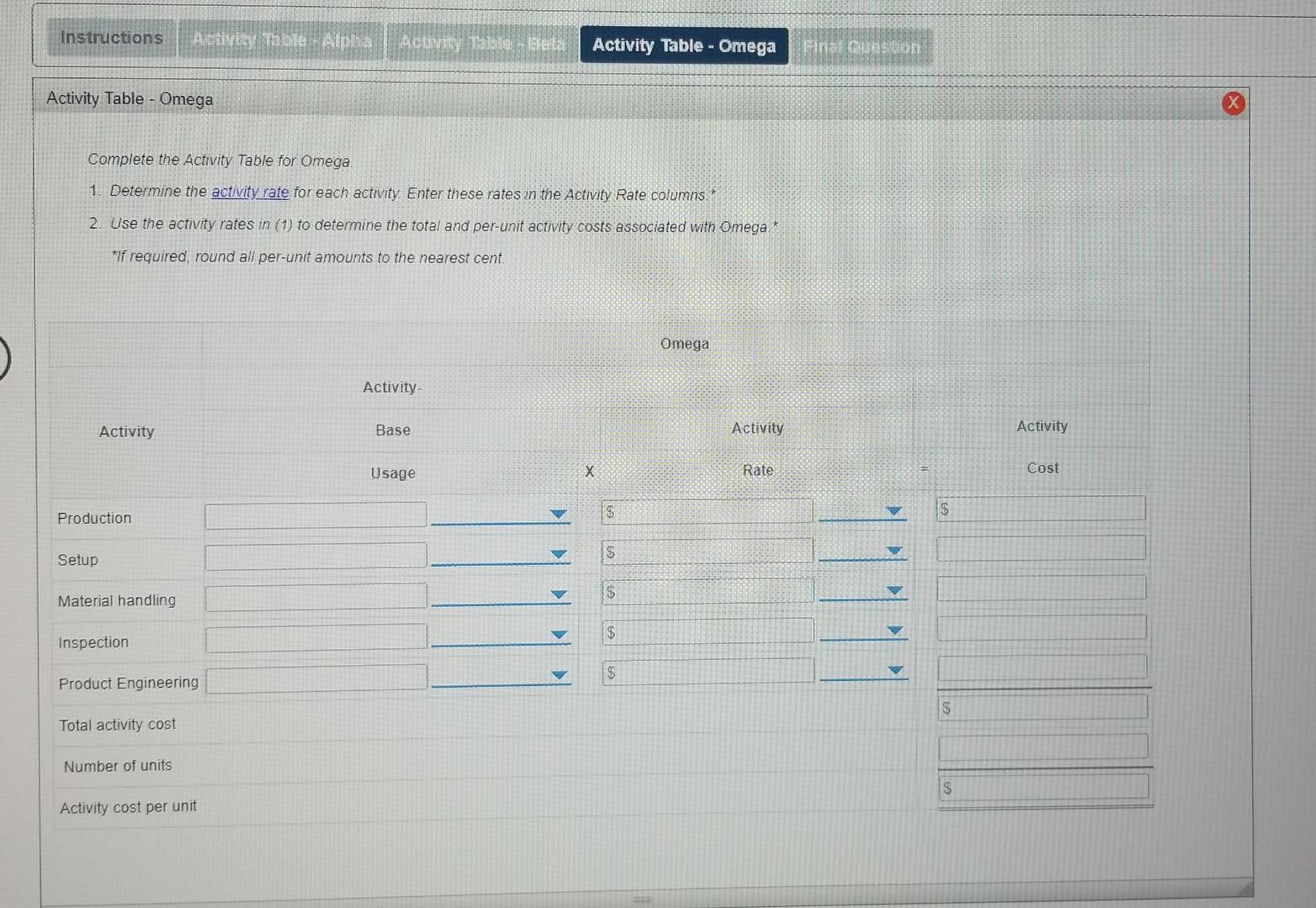 activity-based costing study. The controller identified the amount of factory overhead required