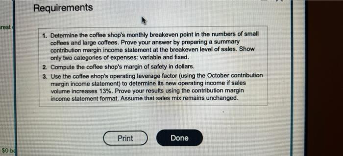 Margin Income Statement Month Ended October 31 $ 95,000 4 Sales revenue