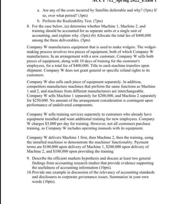 Cite relevant ASC codification. (5pts) 5. The conceptual framework suggests that costs