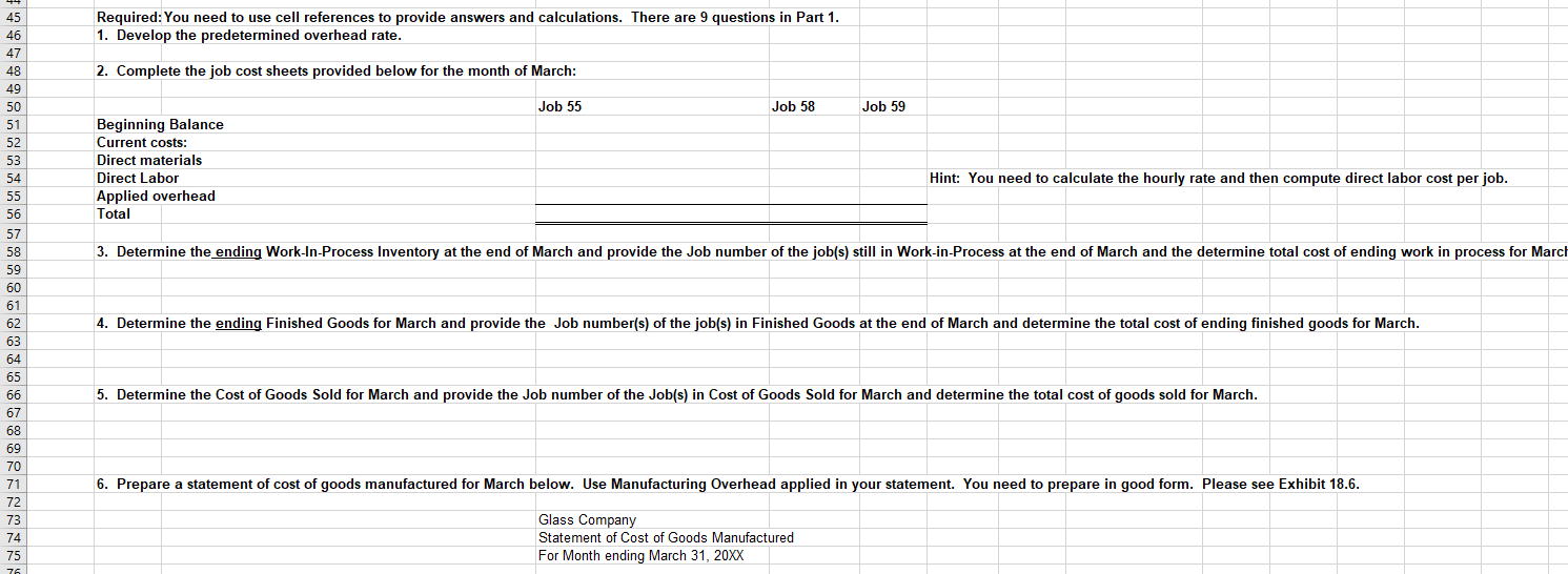 1 (Job 55) 10 11 3. Beginning Finished Goods, March 1 (Job