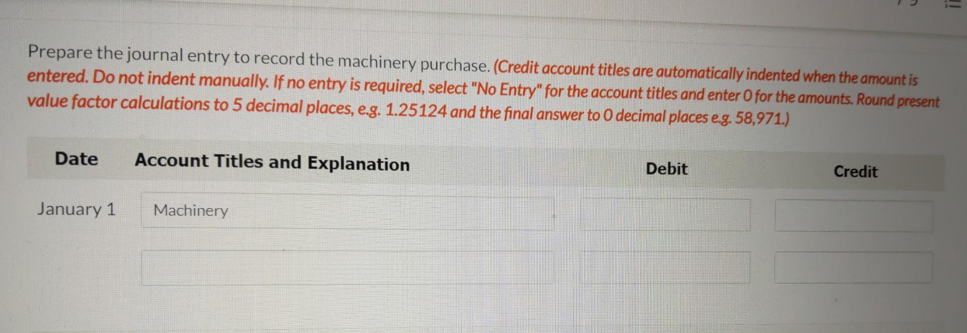 non-interest-bearing note to Camden Production for new machinery. The market interest rate
