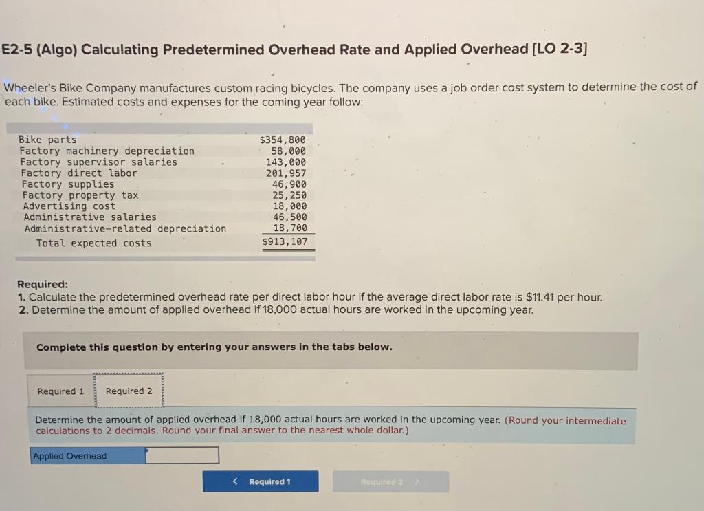 Wheeler's Bike Company manufactures custom racing bicycles. The company uses a job