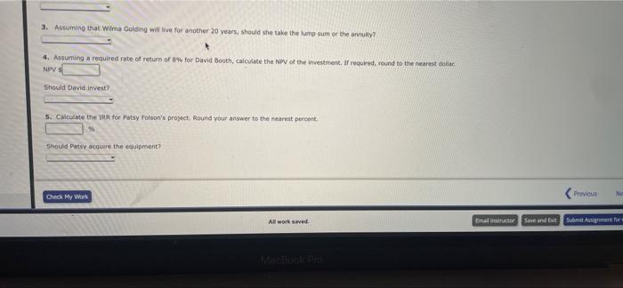scenarios are independent of all other scenarios. Assume that all cash flows
