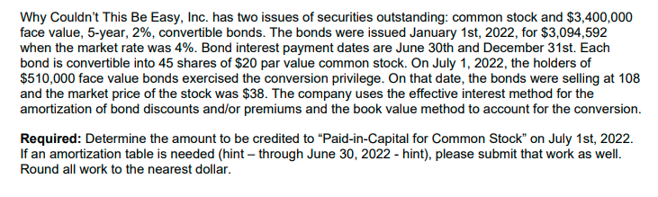 Why Couldn't This Be Easy, Inc. has two issues of securities outstanding:
