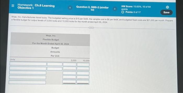 Homework: Ch.8 Learning Objective 1 Question 2, SMB-2 (similar HW Score: 15.63%,
