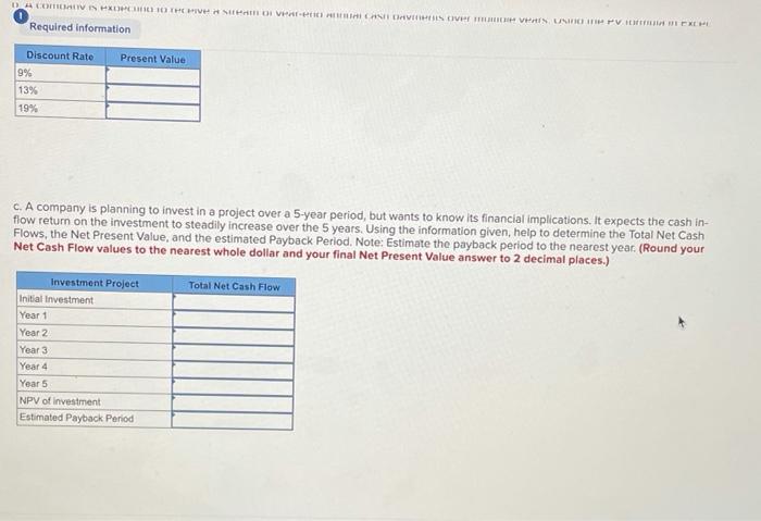 in Excel to solve for the three scenarios in the spreadsheet. After