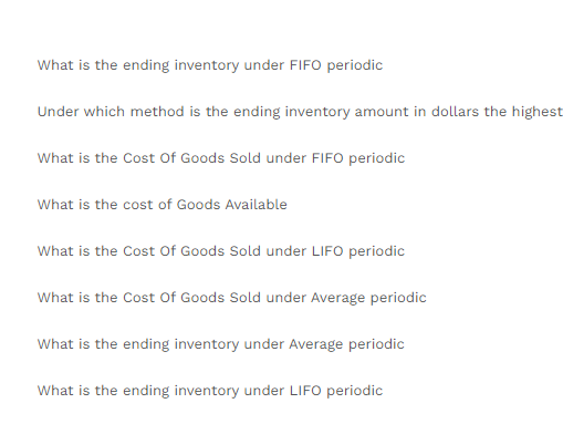 uses a Periodic inventory system. The following information for the month of