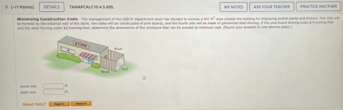 MY NOTES ASK YOUR TEACHER PRACTICE ANOTHER 3. [-/1 Points) DETAILS TANAPCALC10