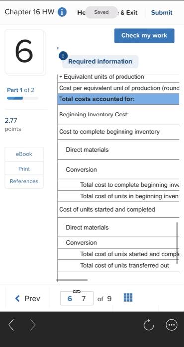 units of beginning work in process consisted of $120,795 of direct materials