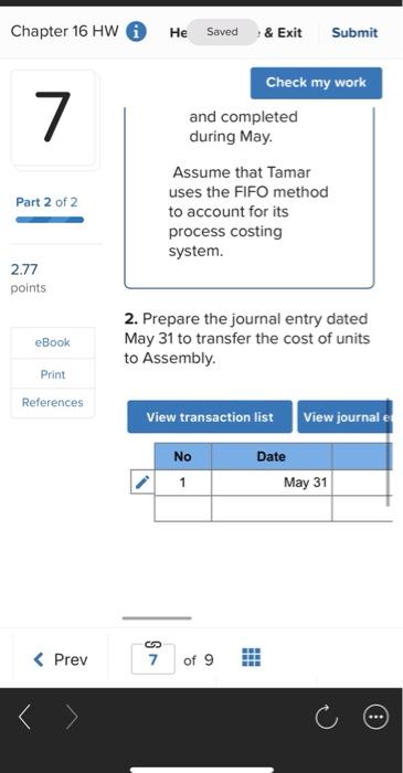 and $653,810 of conversion costs. It has 3,050 units (100% 6 7