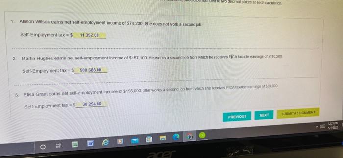 AIR DE HAD to two decimal places at each calculation 1: Allison