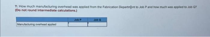 to Job Q? (Do not round intermediate ca Total manufacturing cost 6.