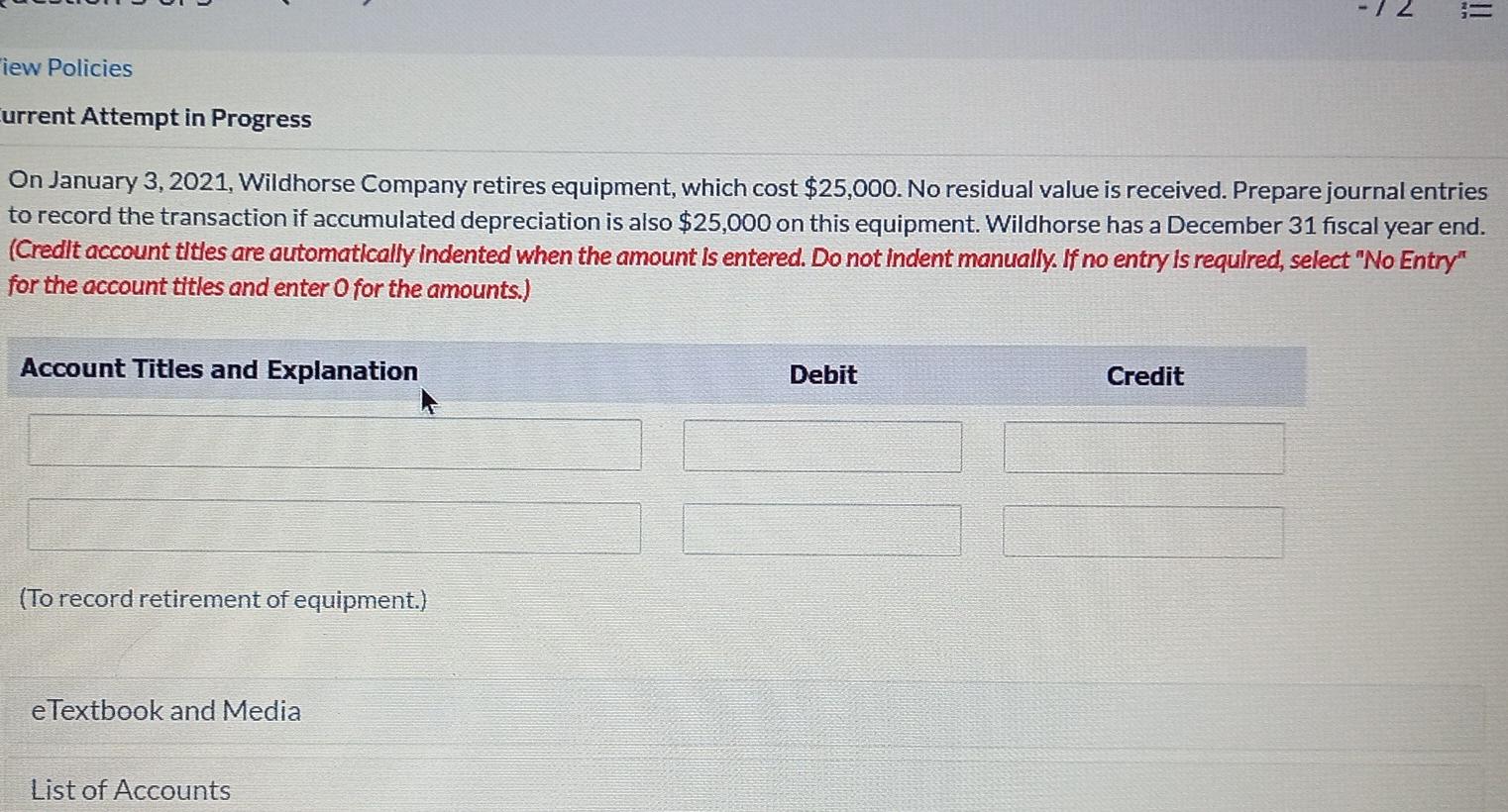 iew Policies = Current Attempt in Progress On January 3, 2021, Wildhorse